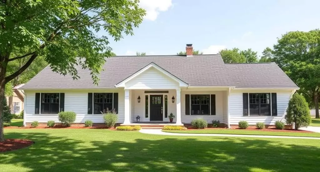 Single Story White House Black Trim